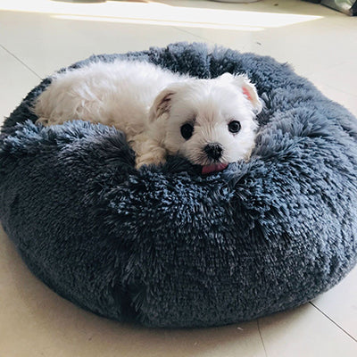 Long Plush Super Soft Pet Bed Kennel Dog Round Cat Winter Warm Sleeping Bag Puppy Cushion Mat Portable Cat Supplies 40/50/60cm